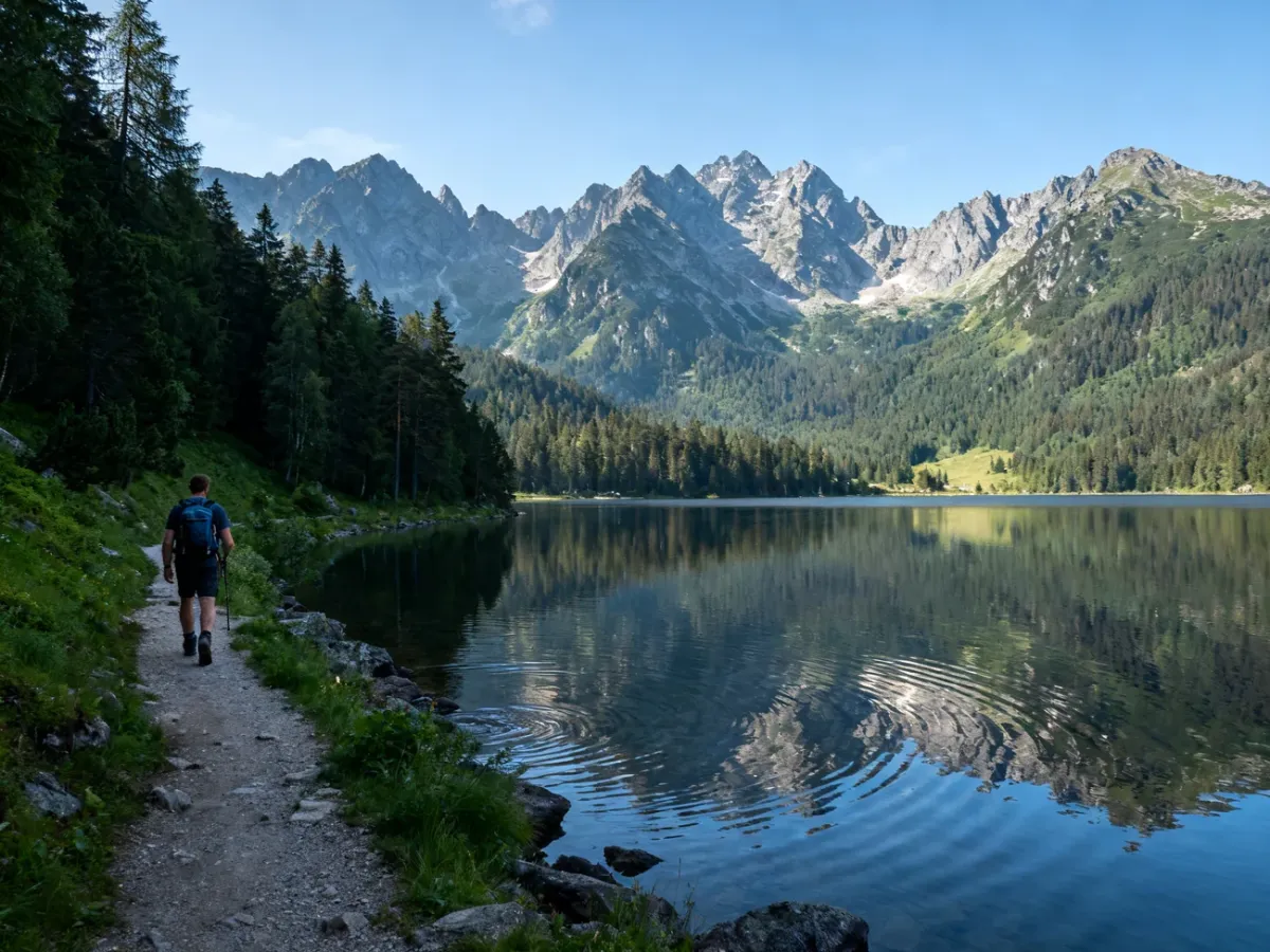 Spacer nad Szczyrbskim Jeziorem z widokiem na Tatry