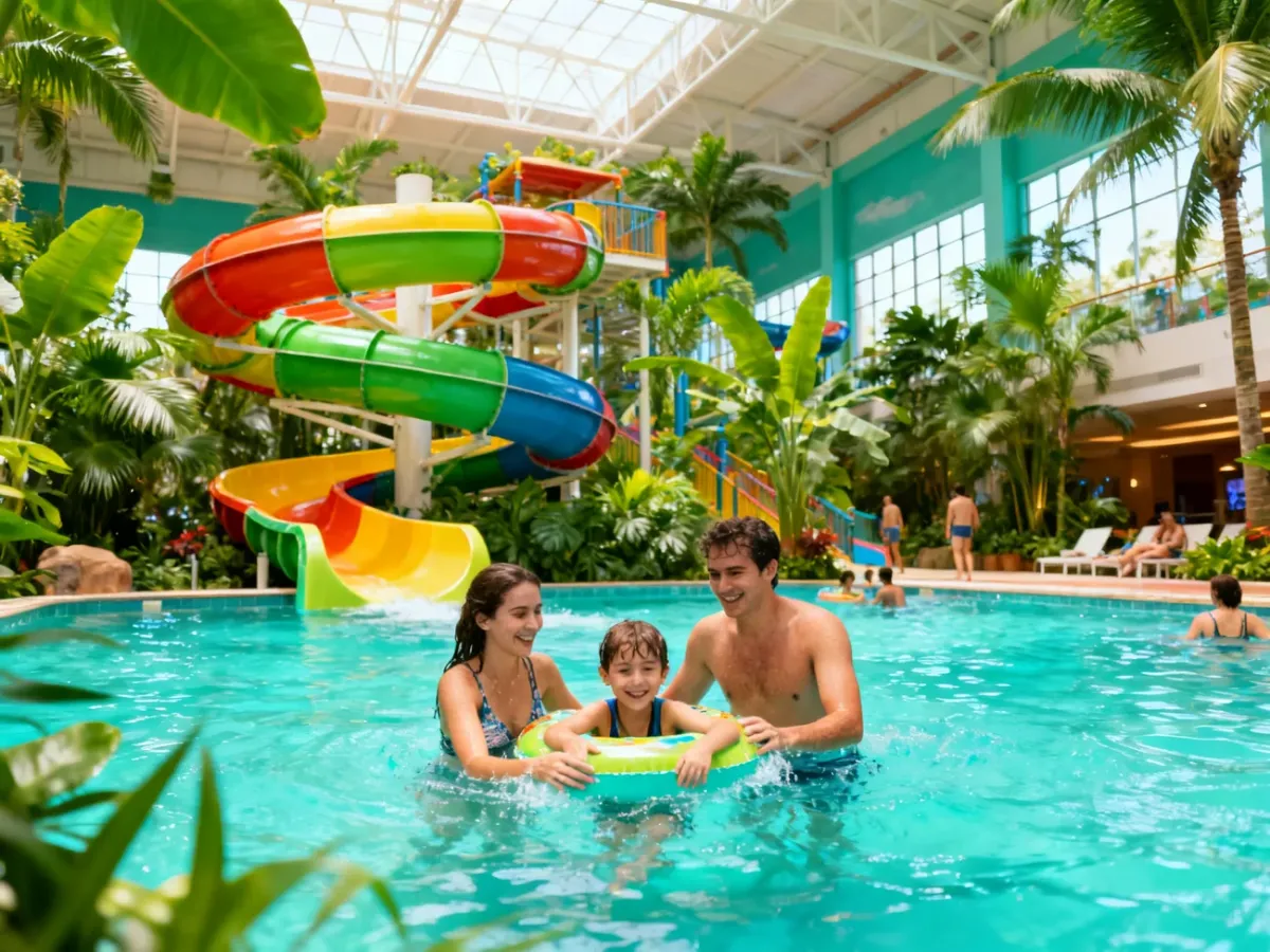 Rodzinny aquapark Tatralandia ze zjeżdżalniami i tropikalną roślinnością