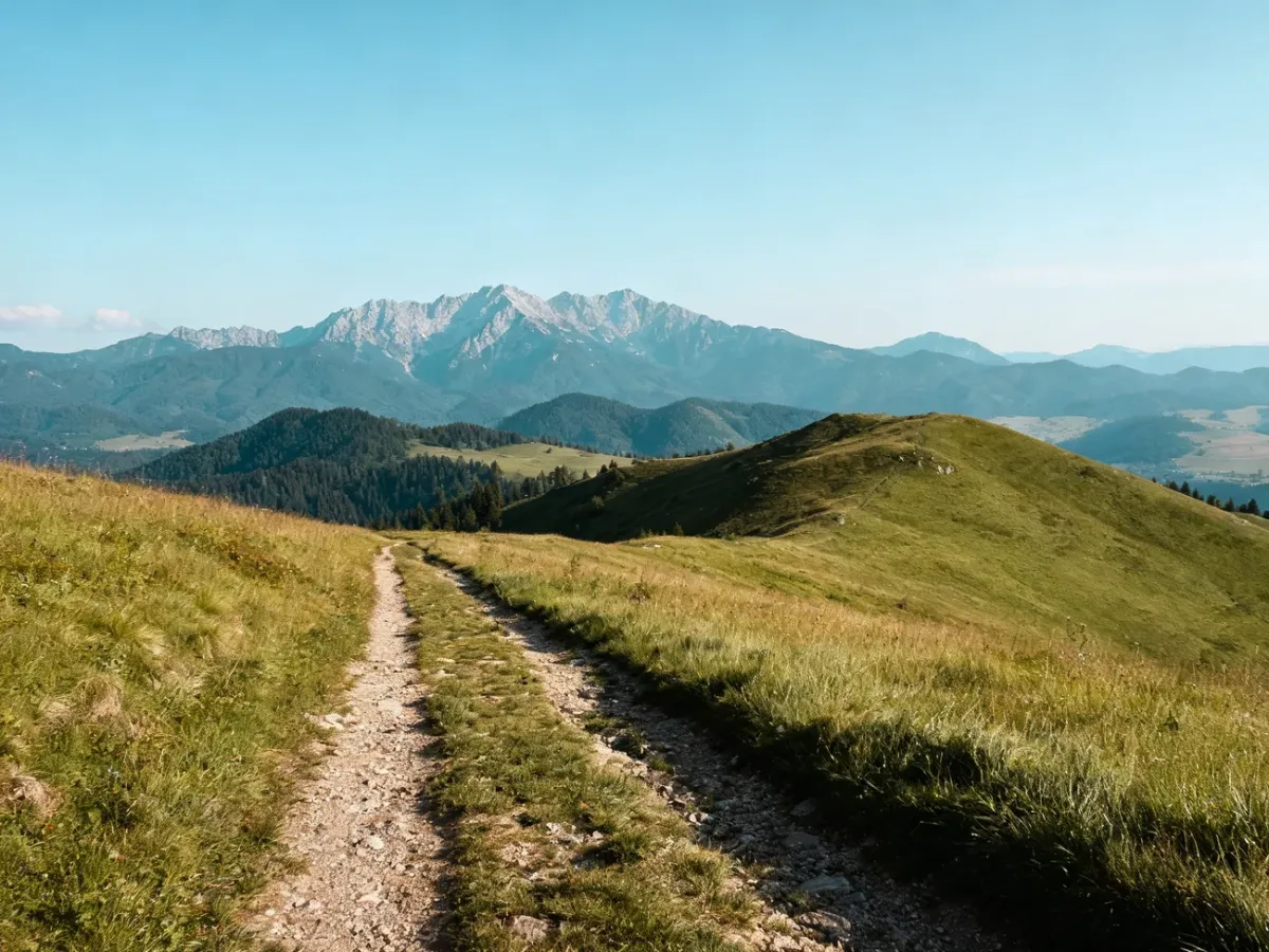 Panorama słowackich Tatr i Pienin z przełęczy pod Tokarnią